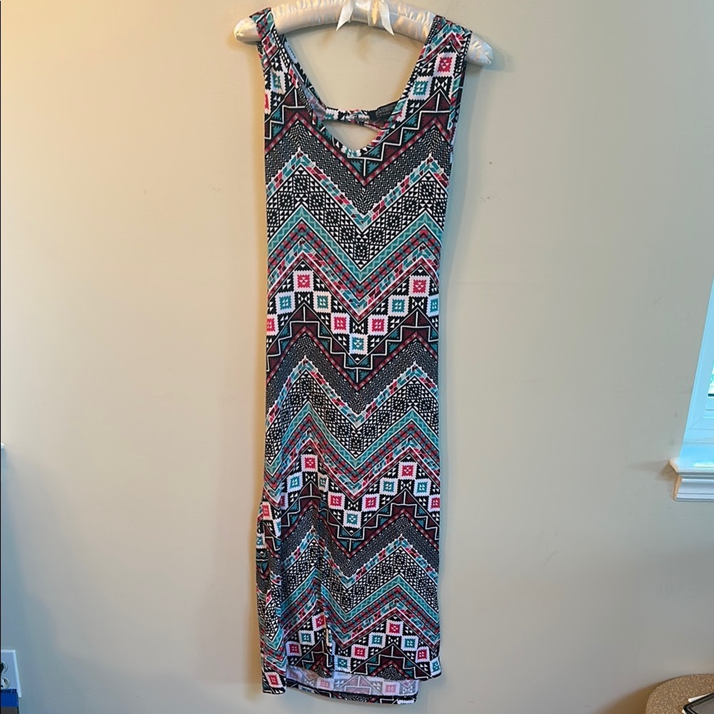 Chevron Pattern Sleeveless Maxi Dress